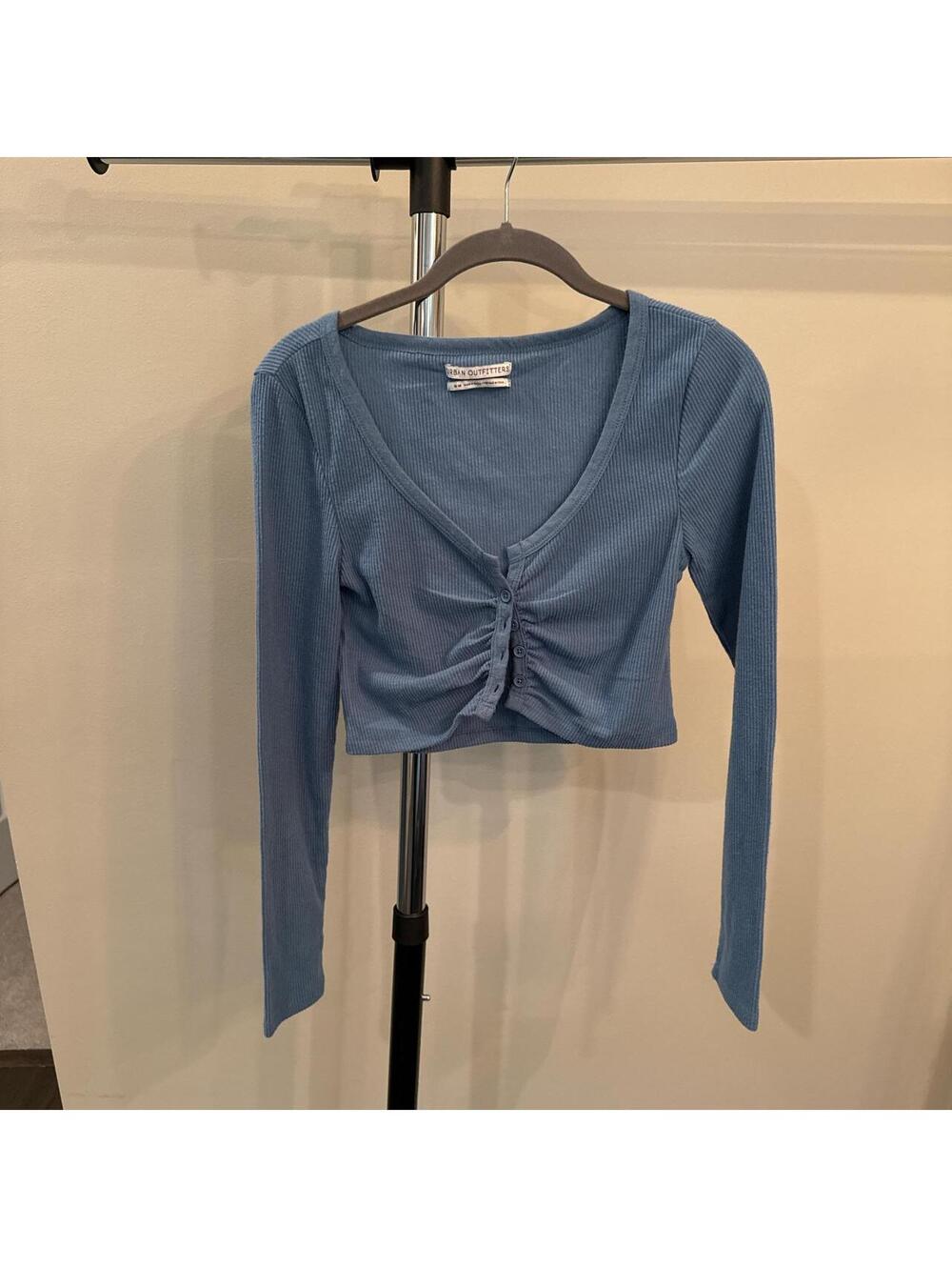 Urban Outfitters Women's Blue Crop-top